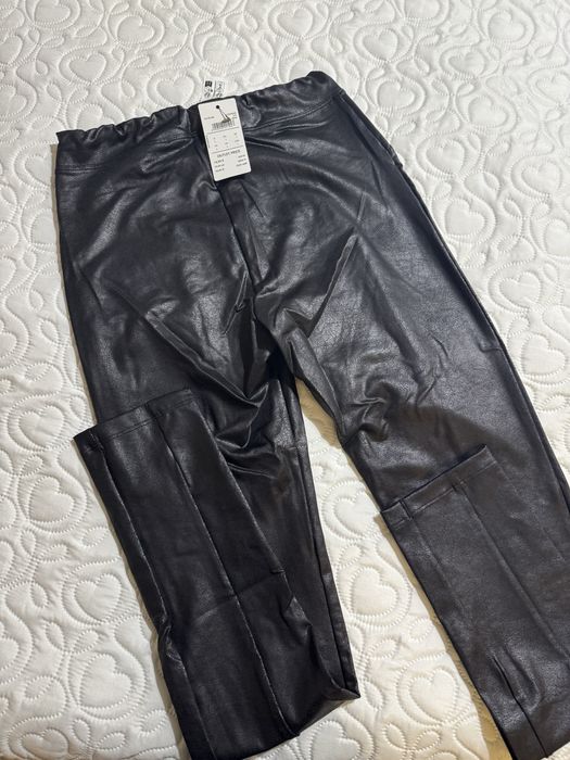 Legginsy damskie Calzedonia - czarne , imitujące skórę