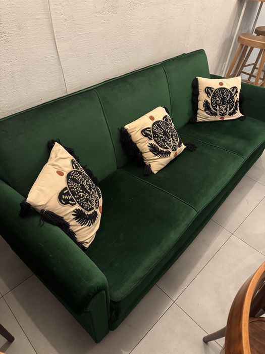 Sofá 3 lugares verde musgo