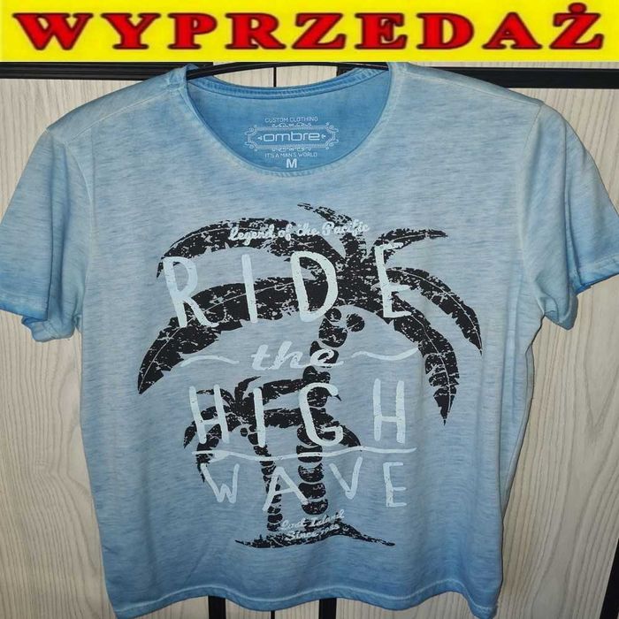 # NOWY t-shirt męski ombre MELANŻ palmy wyjątkowy UNIKAT na LATO 2025