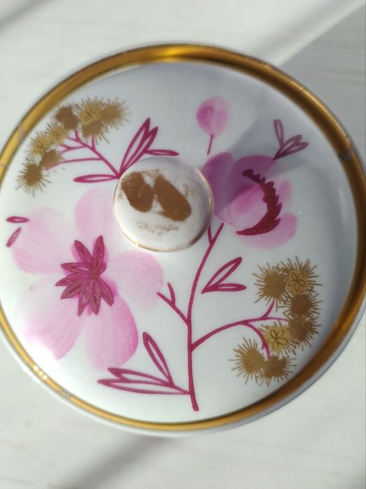 Колекційна цукорниця ЛФЗ із сервізу Сакура, ручний розпис, 1 сорт СССР