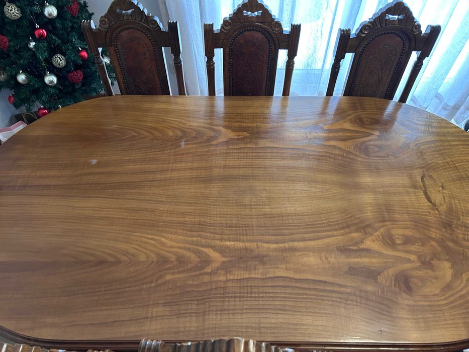 Mesa de Jantar 185 × 95 cm + 8 Cadeiras Clássicas