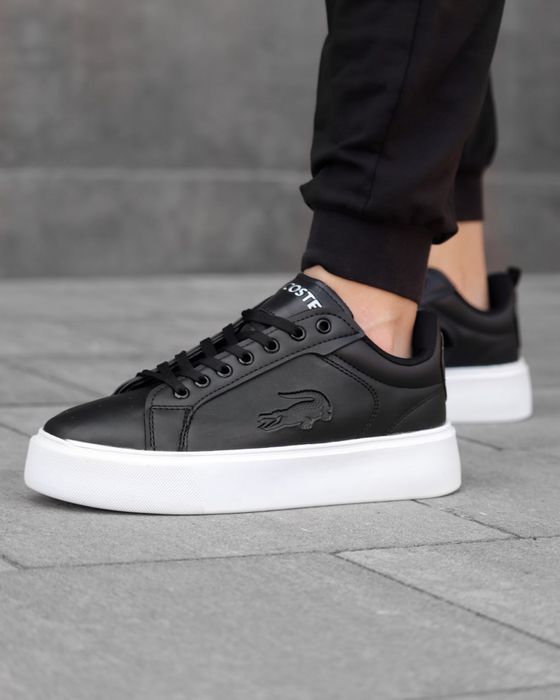 Стильові чоловічі кросівки Lacosta Carnaby Platform Lite Leather Sneakers Black and White! Нові! Розміри: 40,41,42,43,44!
