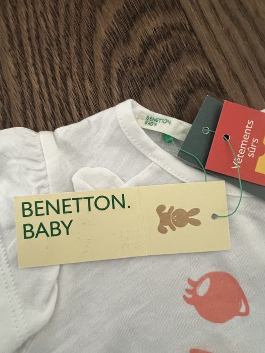 Koszulki niemowlęce dziewczęca Benetton rozm. 74/80 NOWE