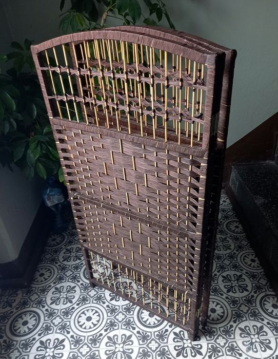 Parawan rattanowy wiklinowy ciemny brąz dekoracyjny 100 cm x 150 cm