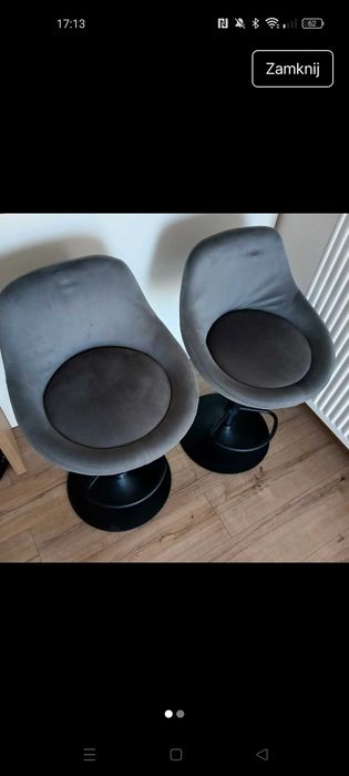 Krzesła barowe, hokery welurowe