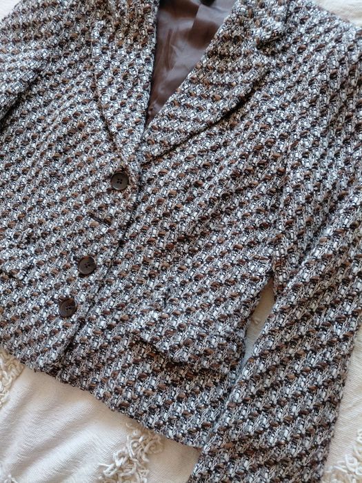 вкорочений твідовий піджак, жакет твід, піджак твід zara