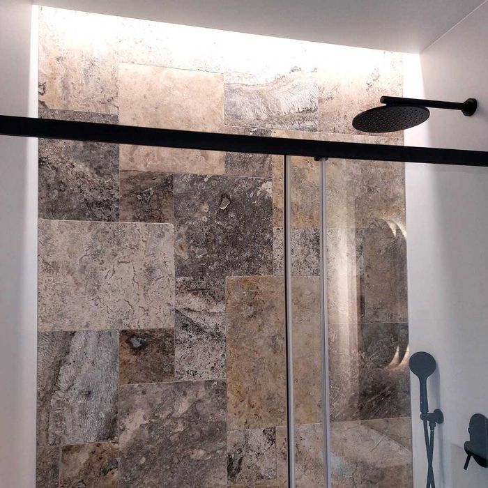 Płytki Kamienne Trawertyn Silver Ash komplet Rzymski 0,742m2 / KAMIEŃ