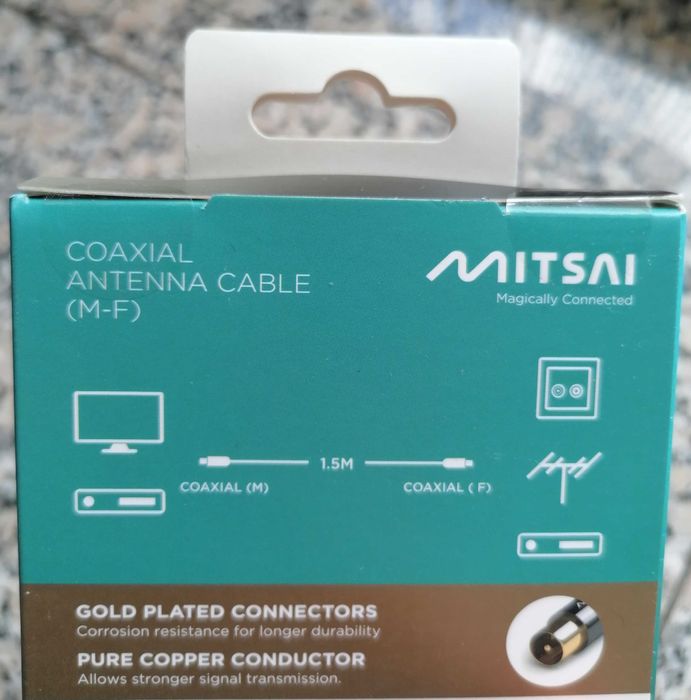 Cabo de antena coaxial banhado a ouro NOVO