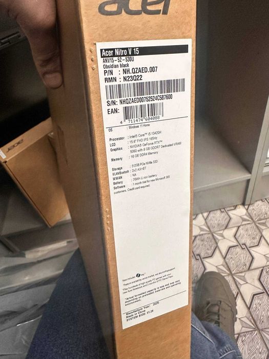 Ігровий Ноутбук Acer Nitro V15 165Hz i5-13420H/16/512/RTX5060 8GbНовий