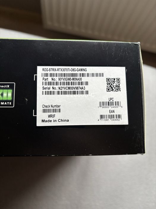 Asus GeForce RTX 3070 Ti 8GB Rog Strix OC Pudelko Faktura Wysylka