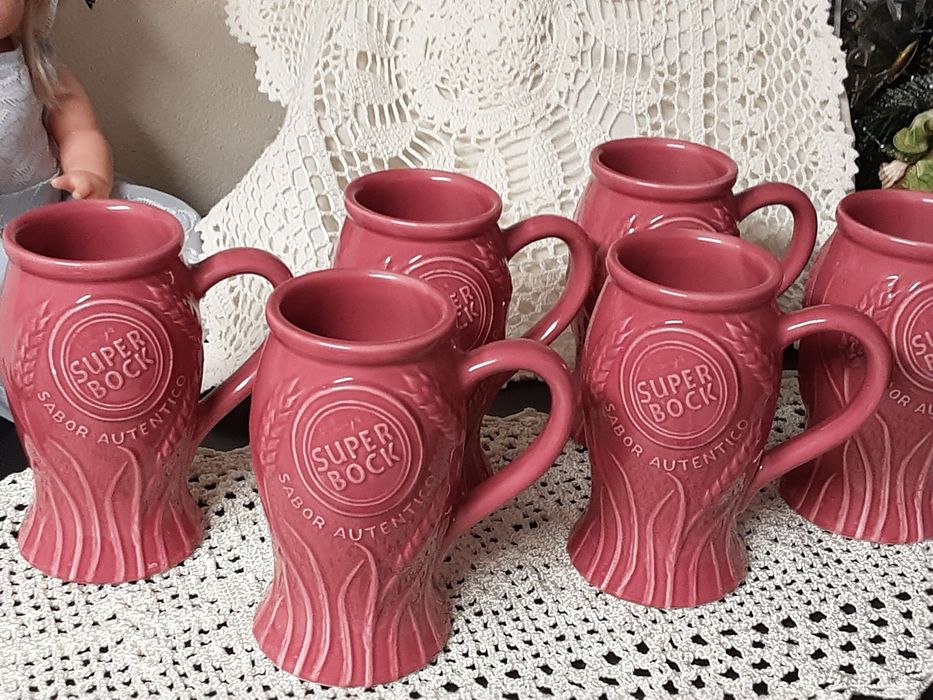 6 canecas  em cerâmica  da cerveja SUPER BOCK