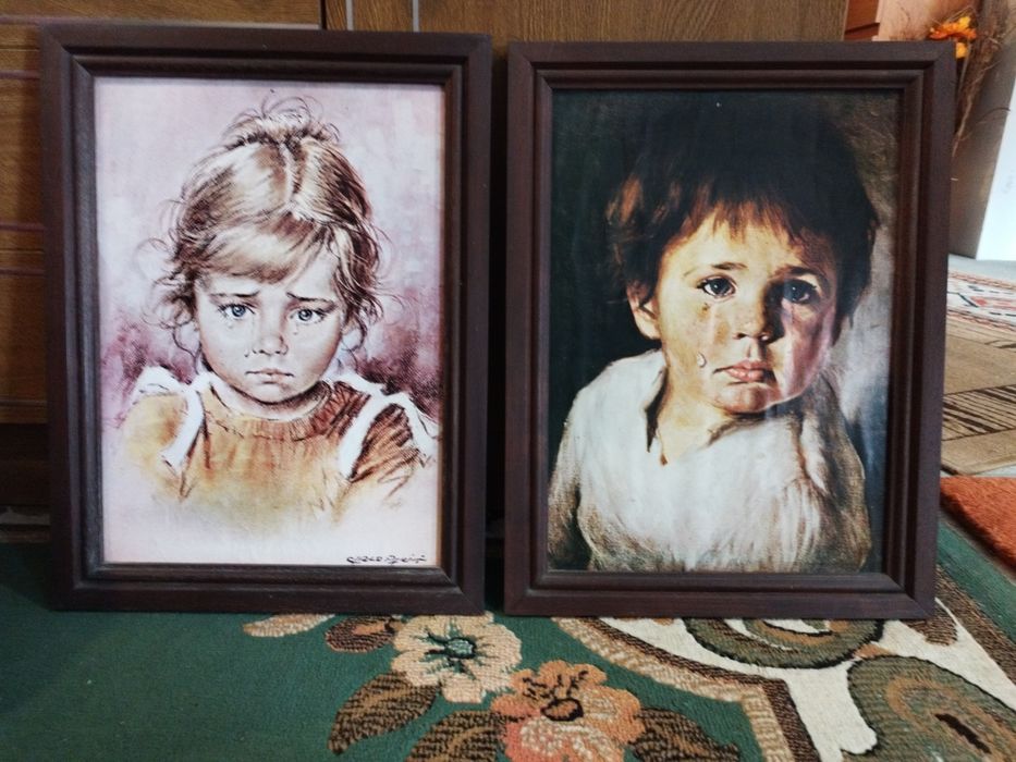 Quadros réplica do menino e menina da lágrima