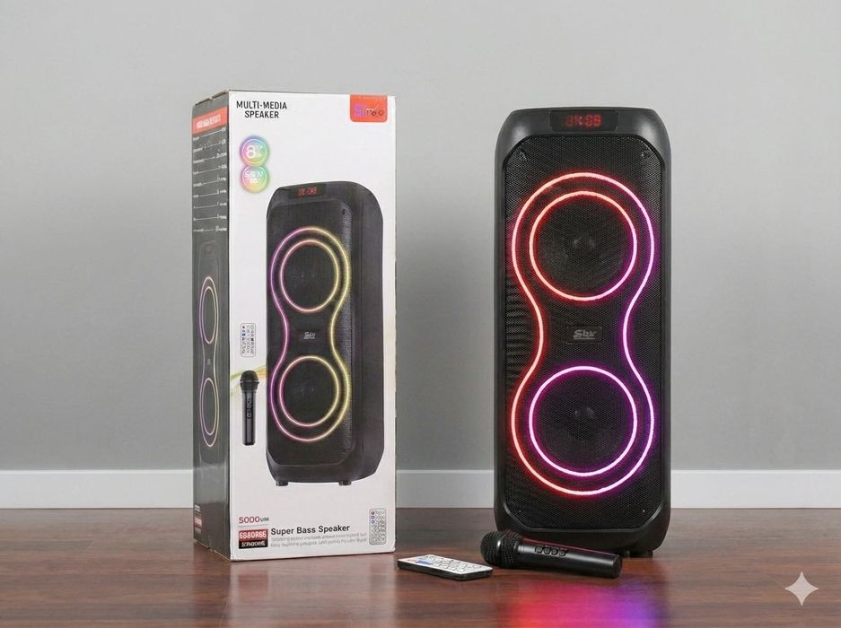 Колонка велика блютуз гучна з мікрофоном FM для свят заходів дачі дому