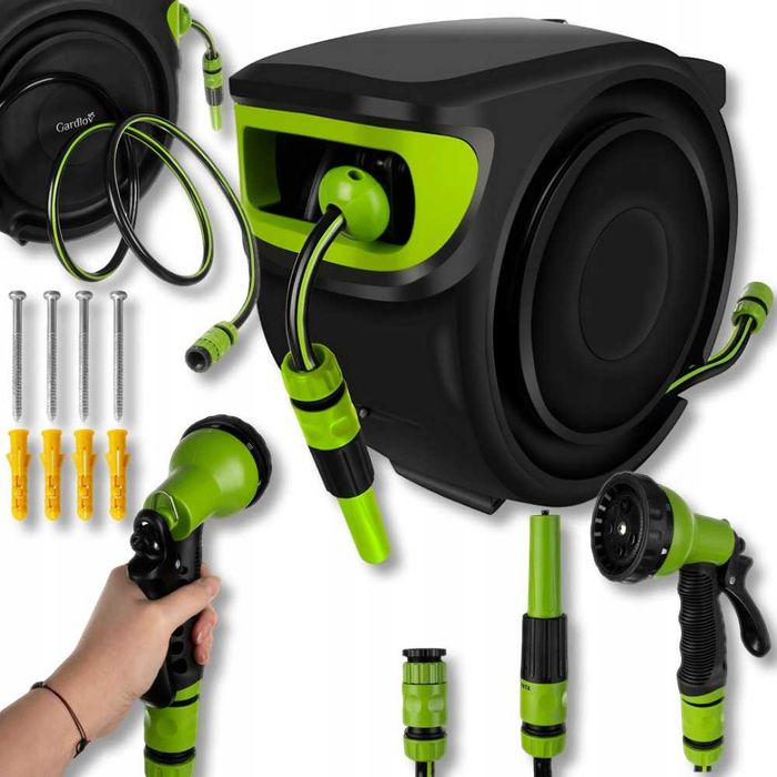 Wąż ogrodowy zwijany automatyczny bęben  20m+2m pistolet zraszacz