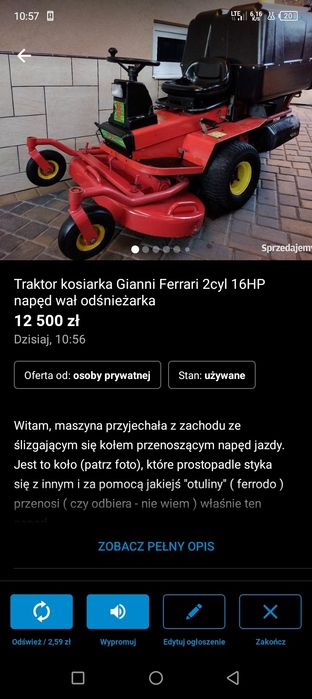 Traktorek kosiarka kosz zamiatarka (zbiera liście, śmieci)