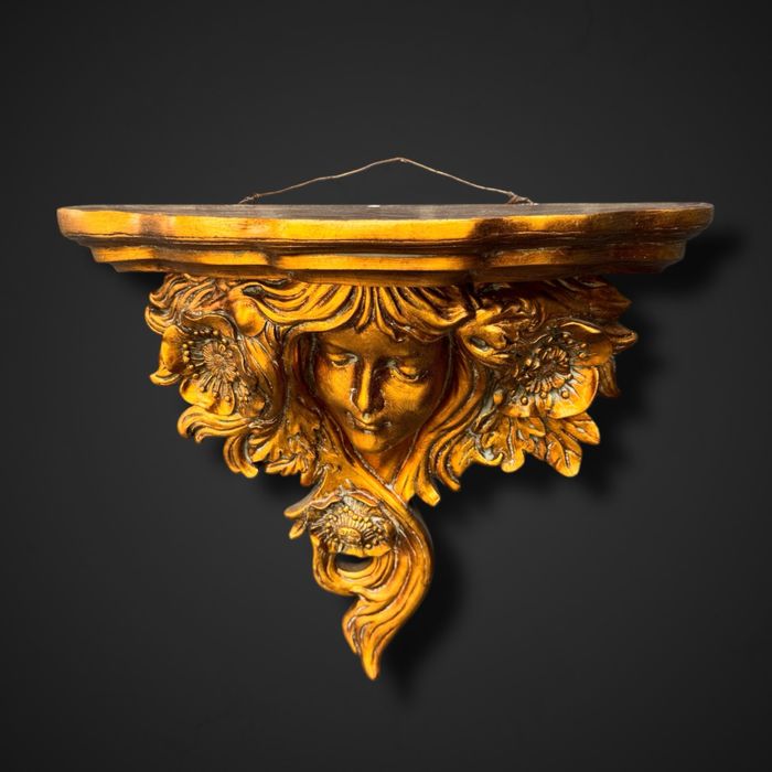 Konsola złota półka ścienna kobieta secesja neoklasycystyczny b5/12