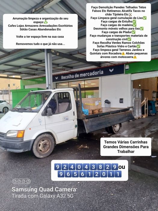 Faço Demolição Recolha de Entulho Limpeza Terrenos  Temos Várias Carrinhas Grandes Dimensões Para Trabalhar  com ou sem Báscula