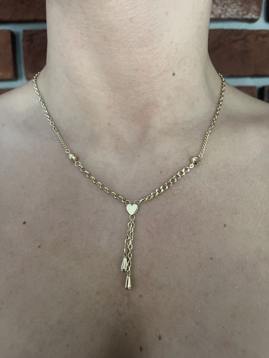 złoty damski łańcuszek naszyjnik z sercem złoto 14k 585