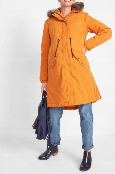 B.P.C płaszcz ciążowy z panelm na dziecko żółty musztardowy ^52