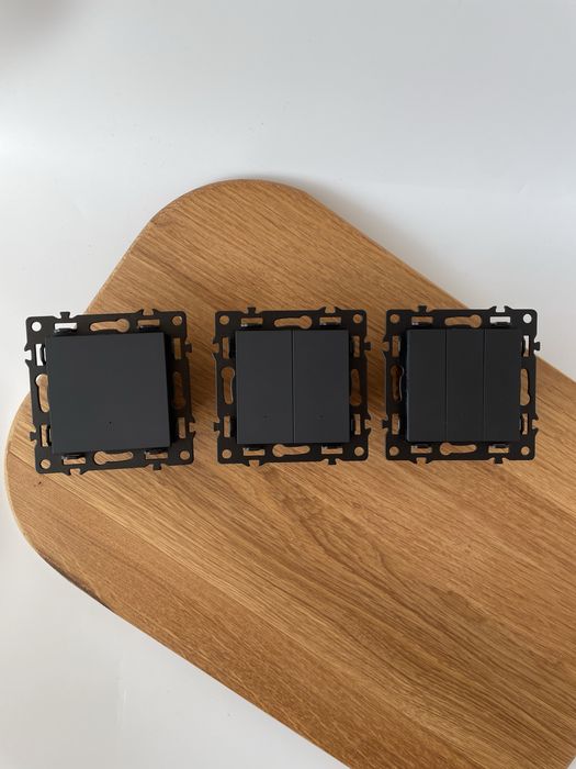 Вимикач чорний матовий Zigbee, розумний смарт вимикач дротовий