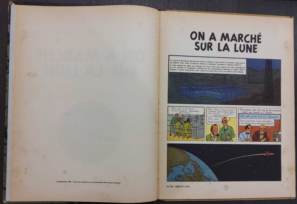 Tintin On a Marché Sur La Lune - edição Belga Casterman de 1954