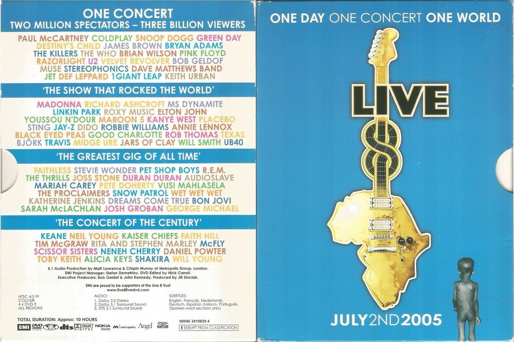 LIVE 8 July 2nd 2005 4xDVD COLDPLAY U2 Madonna Sting Pink Floyd