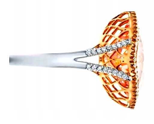 Srebro- Różowe Złoto 14k. Pierścionek z Morganitem r.17