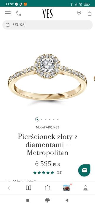 Pierścionek złoty Yes diamenty model Metropolitan