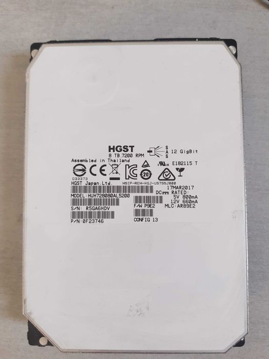 HGST 8TB 3,5" HDD SAS 12Gb 7,2k HUH728080AL5200 0F23746