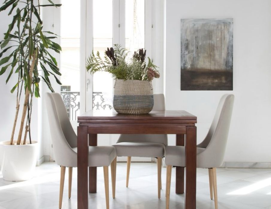 Mesa castanha madeira maciça extensivel 2x1m  100