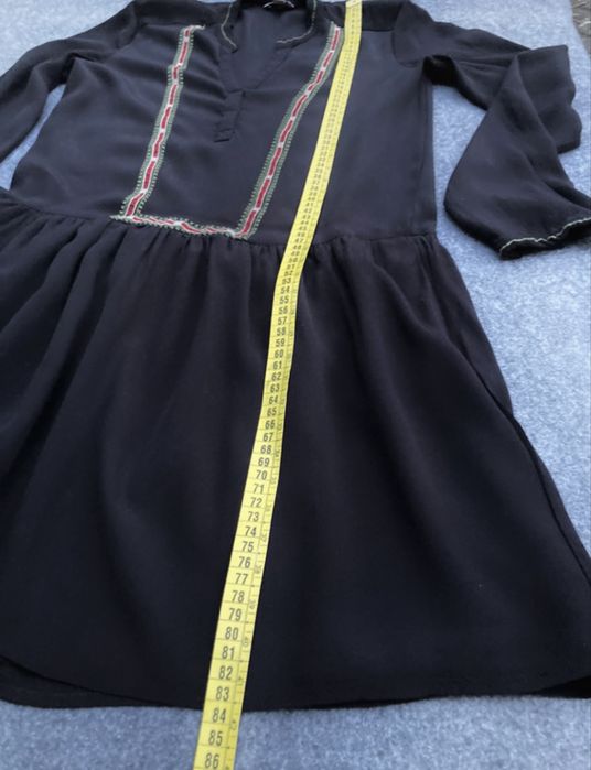 Czarna sukienka 36 Esprit boho odcięta haftowana #boho