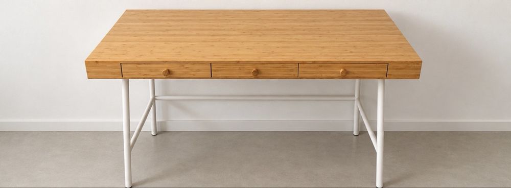 Secretária IKEA LILLÅSEN em bambu com 3 gavetas