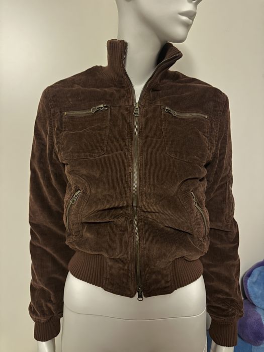 Sztruksowa kurtka damska brazowa czekoladowa xs