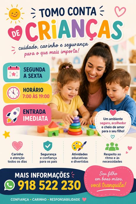 Tomo conta de crianças