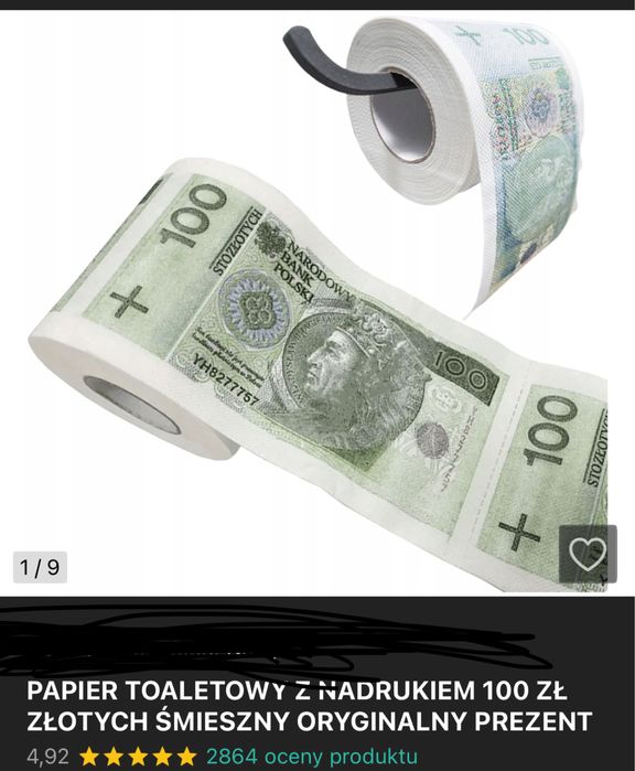 Papier toaletowy 100 złotych  4 sztuki