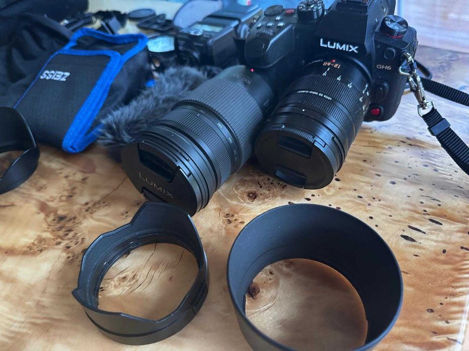 Panasonic DC-GH6+obiektywy 12-60, 100-300+lampa+mikrofon+statyw+bonusy