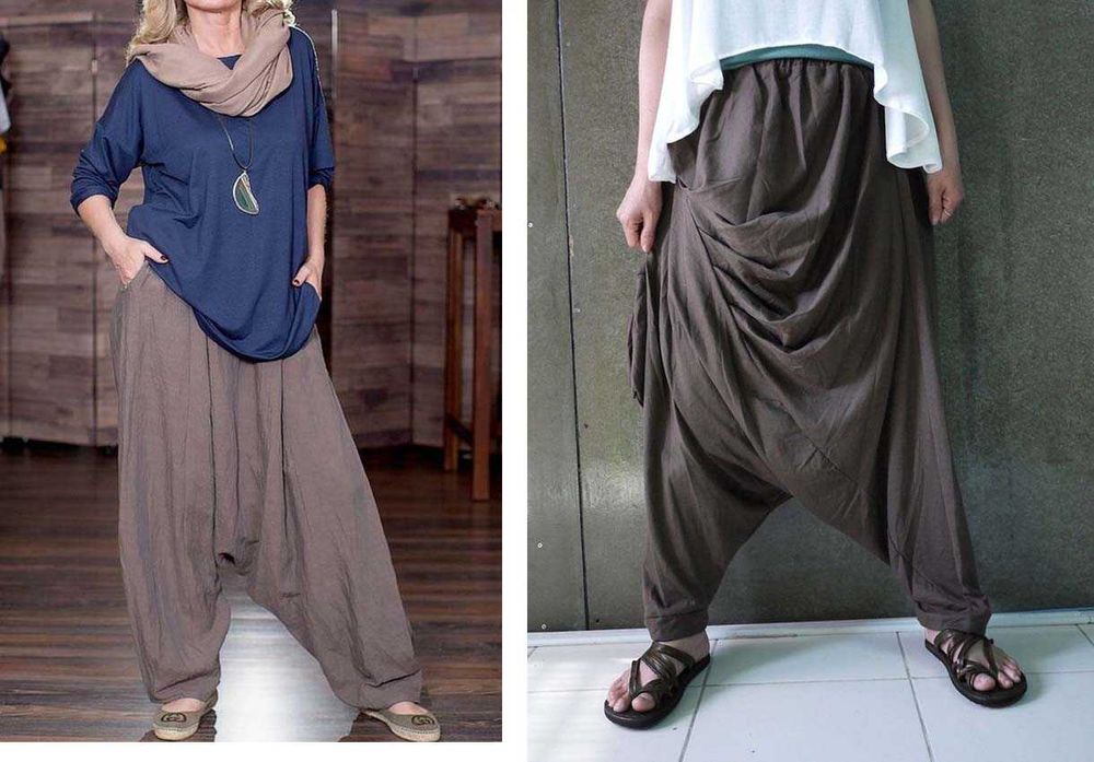 Бохо брюки штаны  льон one size лляні