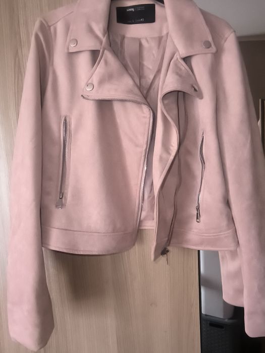 Ramoneska z imitacji zamszu pudrowy róż