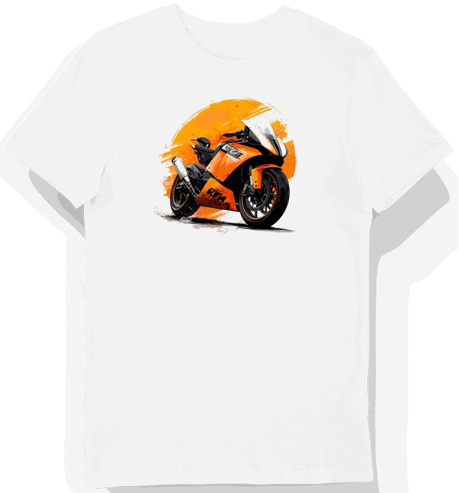 Koszulka męska biała Dynamiczna Szybkość Motocyklu Przyszłości L