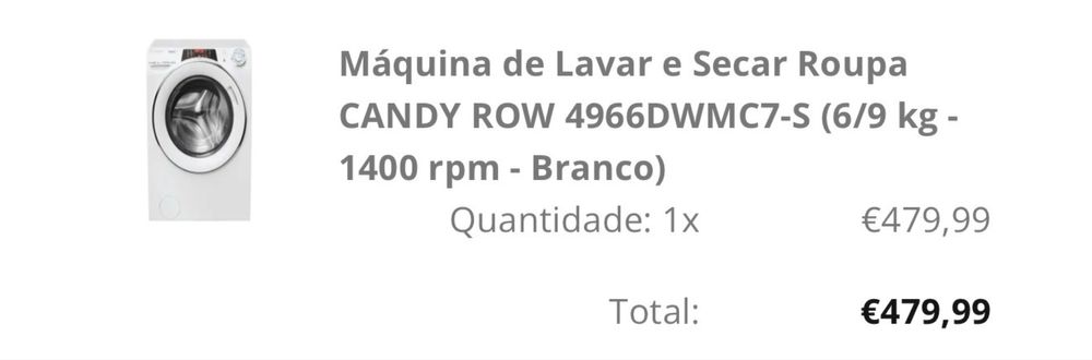Máquina de Lavar e Secar Roupa Candy – Como Nova – Porto