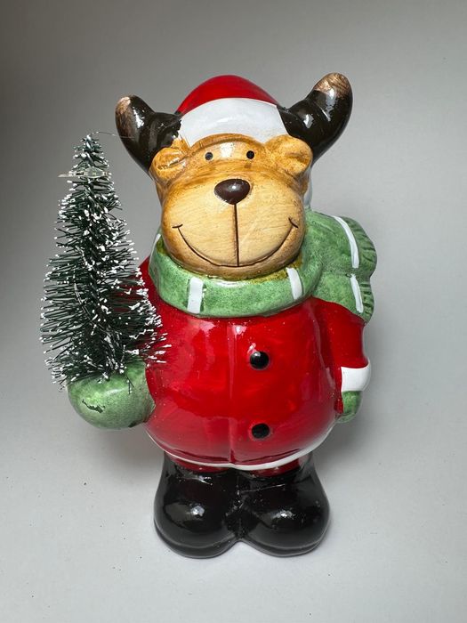 Figurka świąteczna, renifer z lampką led