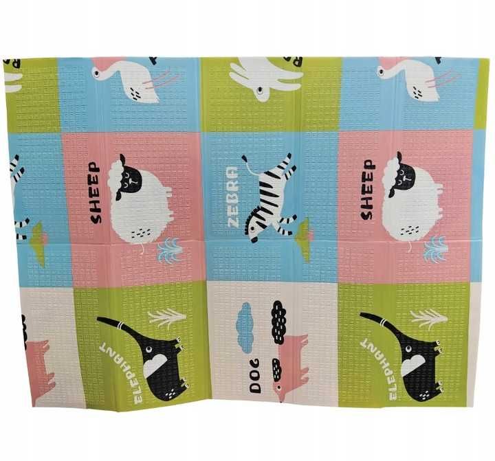 Mata piankowa edukacyjna dla dzieci składana 200x180 zwierzęta