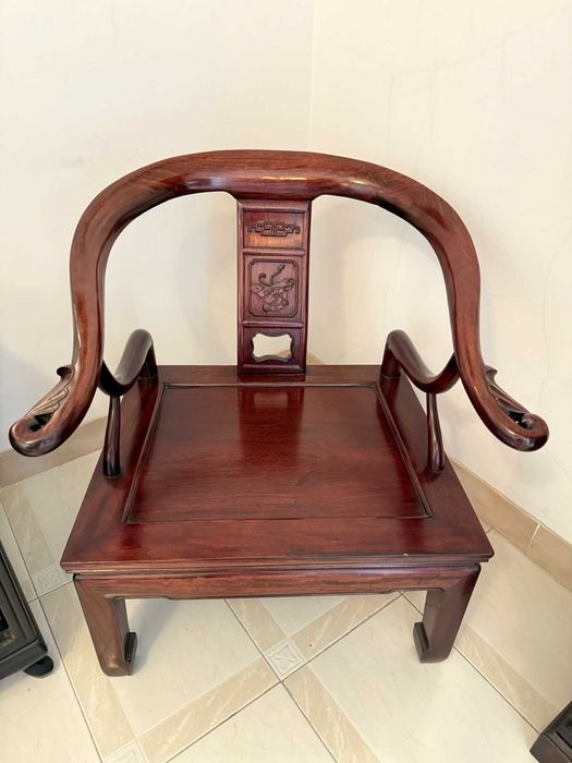 Conjunto Sala Chinês em Pau-Rosa — Sofá 2 Lugares + 2 Cadeirões (Horseshoe)