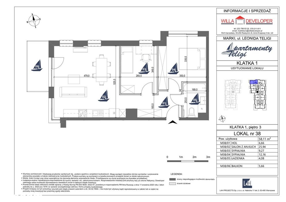 3-pokojowe mieszkanie 58 m² + balkon Bezpośrednio - Widok 2