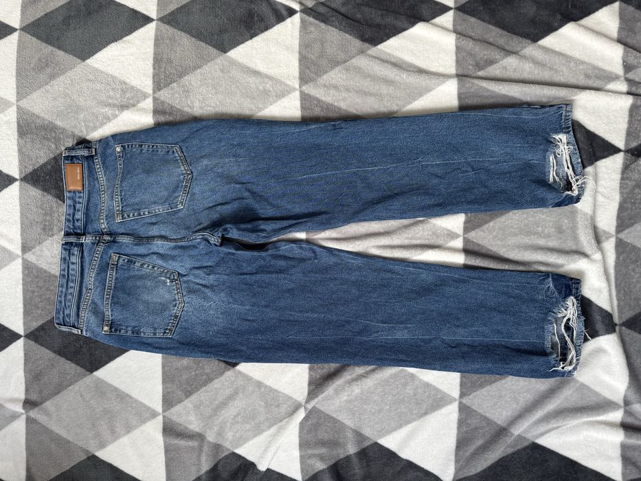 Spodnie jeansowe straight szerokie nogawki jeansy wide leg