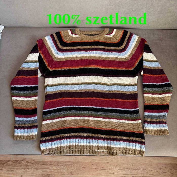 Sweter męski, vintage, 100% szetland, Blend of America, r L.
