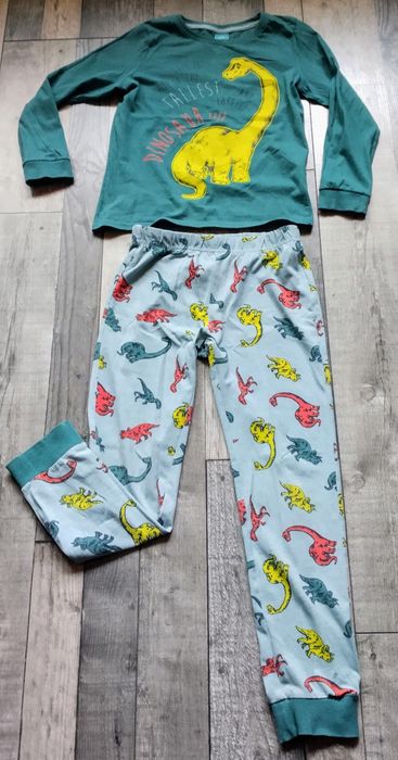 2_pak komplet- 2cz.lekkie piżamki cotton dziecięce w cooll Dinozaury 6-8 lat