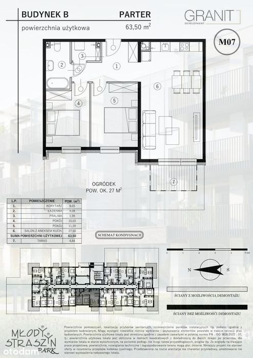 3-pokojowe mieszkanie 63m2 + ogródek Bezpośrednio