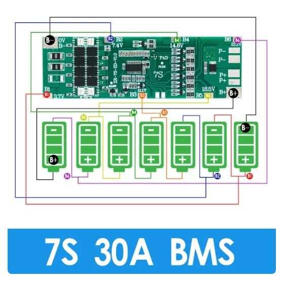 Плата BMS контроллер 18650 BMS 1S 2S 3S 4S 5S 6S 7S