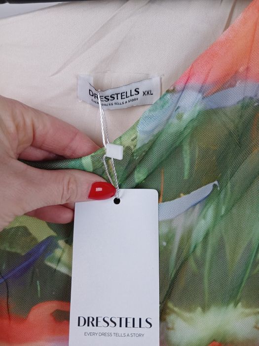 Bluzka damska DRESSTELLS XXL transparentna siateczka multikolor